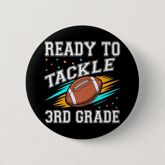 Football 3rd Third Grade First Day Of School Back  2 Inch Round Button (Front)