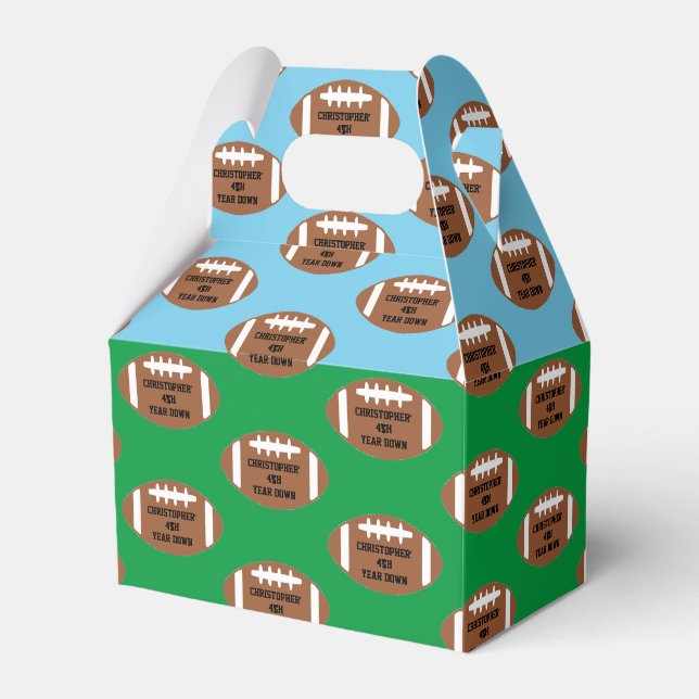 Football 4th Year Down Birthday Favor Box (Front Side)
