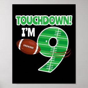 Football 9th Birthday Party Player Game Lover Team Poster