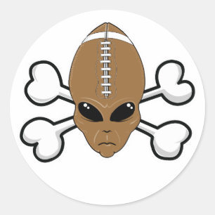 football alien Skull and Crossbones Classic Round Sticker