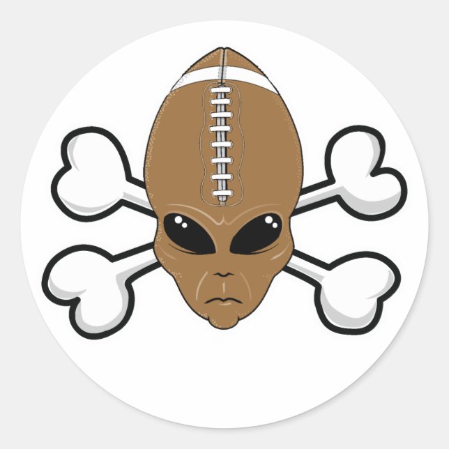 football alien Skull and Crossbones Classic Round Sticker (Front)