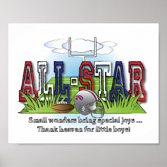 Football All-Star Boys Room Wall Art (Front)