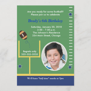 FOOTBALL All Stars Boys Sports PHOTO Birthday Invitation