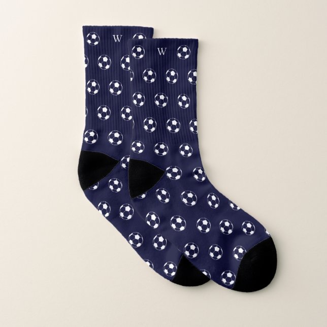 Football Amant Cadeau Monogramme Initiales Bleu (Paire)
