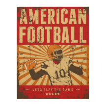 Football américain rétro Wood Wall Art