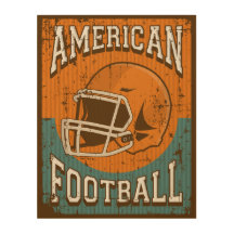 Football américain rétro Wood Wall Art