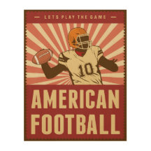 Football américain rétro Wood Wall Art