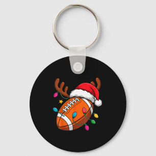 Football American Reindeer Horns Christmas Xmas Ba Keychain