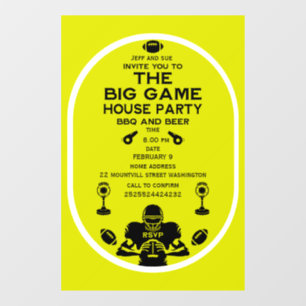 Football And BBQ House Party Window Cling