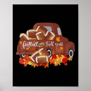 Football And Fall Y'all Vintage Fall Football Seas Poster