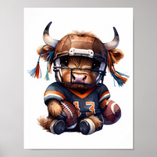 Football And Highland Cows Poster