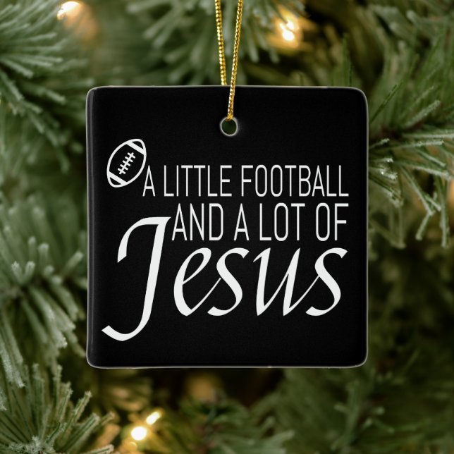 Football and Jesus Ceramic Ornament (Tree)