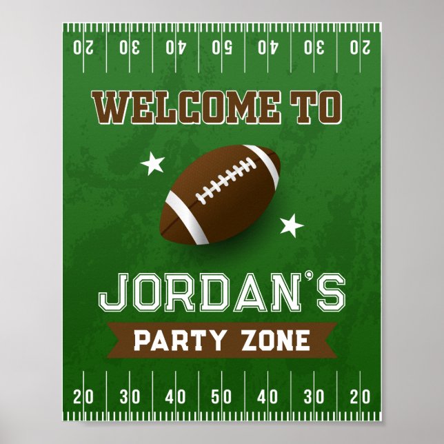 Football Anniversaire Bienvenue Poster Décor 8x10 (Devant)