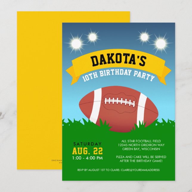 Football Anniversaire Fête Invitation (Devant / Derrière)