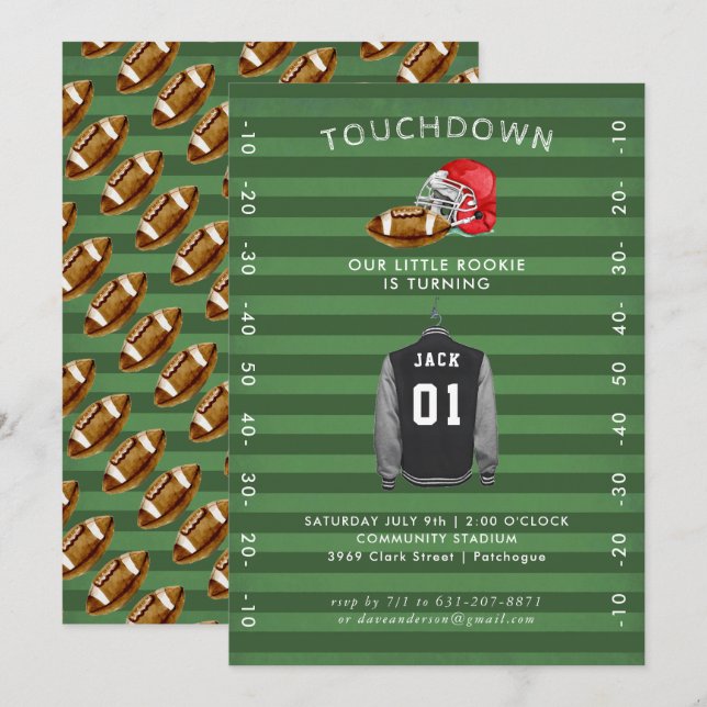 Football Anniversaire Fête Invitation (Devant / Derrière)