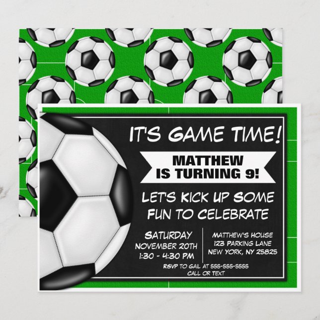 Football Anniversaire Fête Invitation Football Fan (Devant / Derrière)