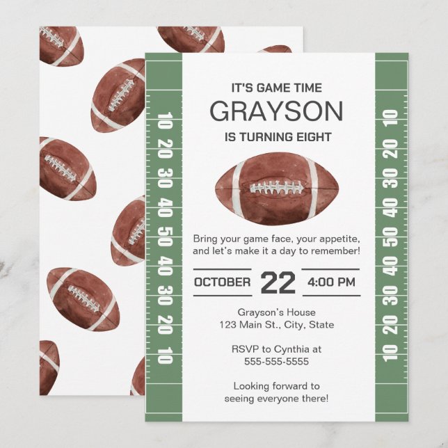Football Anniversaire Invitation 5x7 (Devant / Derrière)