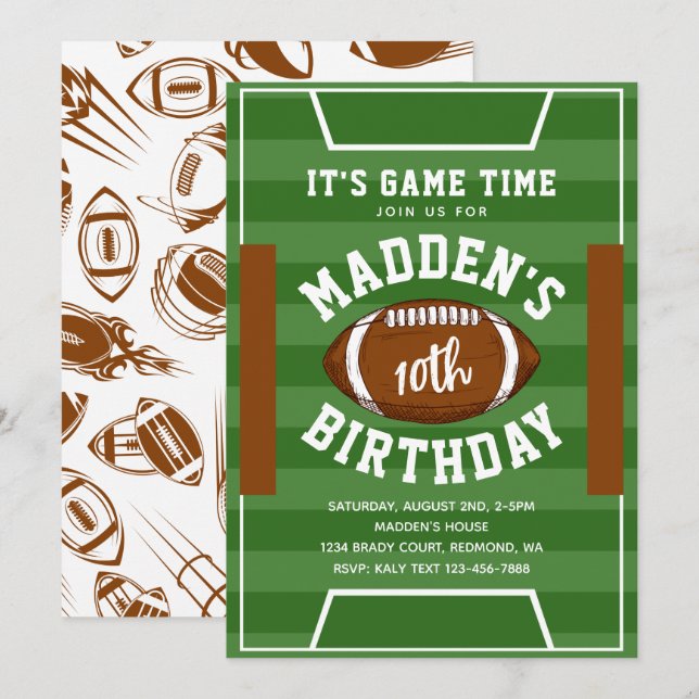 Football Anniversaire Invitation | Invitation au f (Devant / Derrière)