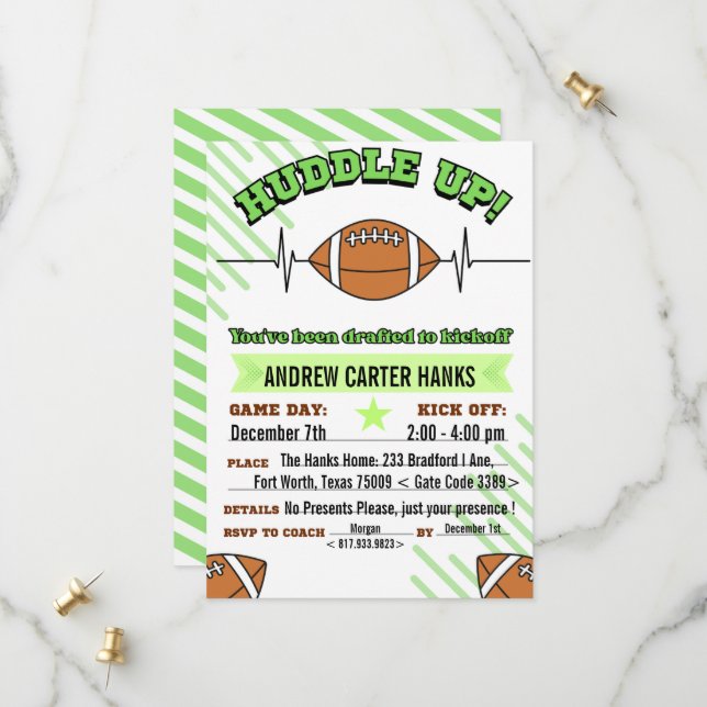 Football Anniversaire Invitations Pour Les Garçons (Devant/Arrière en situation)