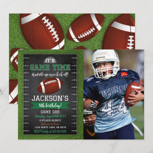Football Anniversaire Photo Invitation Noir