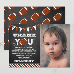 Football Any Age Birthday Photo Thank You Card