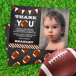 Football Any Age Birthday Photo Thank You Card