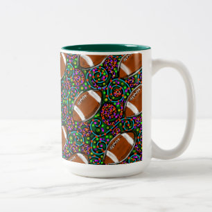 Football Art Green Two-Tone Coffee Mug