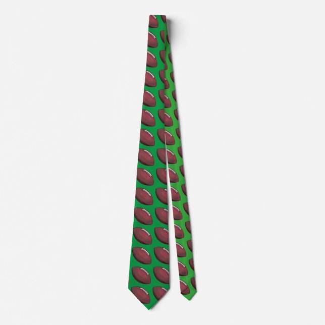 Football Art Pattern Green Tie (Front)