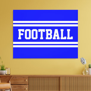 FOOTBALL Athletic Bright Blue White Racing Stripes Canvas Print