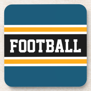 FOOTBALL Athletic Ocean Blue Yellow Black Stripes Coaster