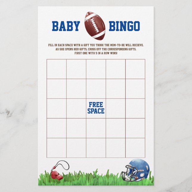 Football Baby BINGO Baby Shower Game Flyer (Front)