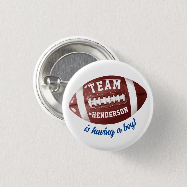Football Baby Shower 1 Inch Round Button (Front & Back)