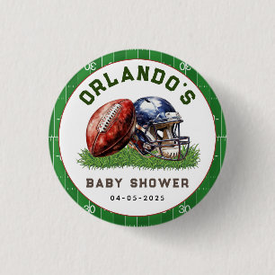Football Baby Shower A Little All Star Is On His 1 Inch Round Button