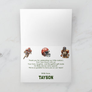 Football Baby Shower A Little All Star Is On His  Thank You Card