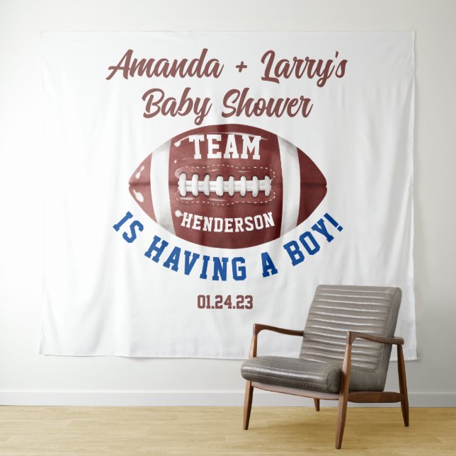 Football Baby Shower Backdrop Tapestry (In Situ (Horizontal))