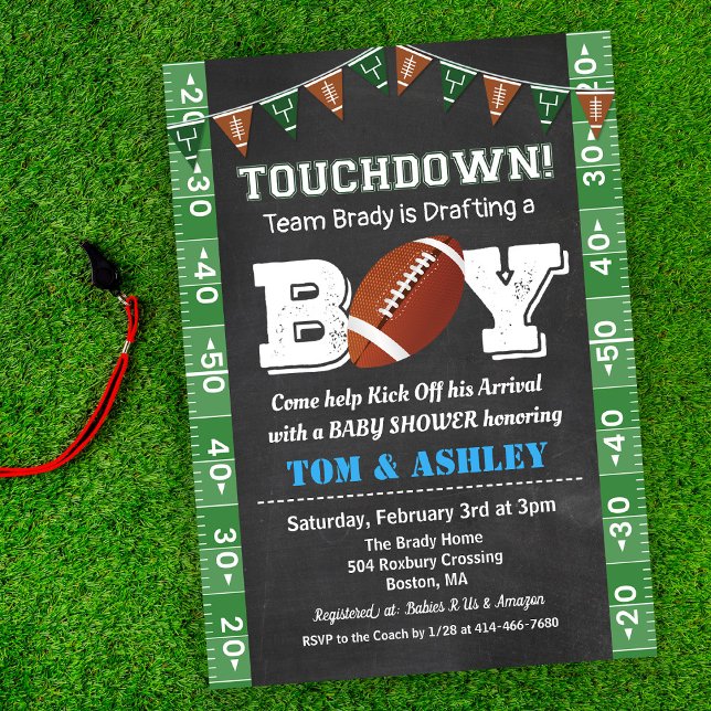 Football Baby Shower Chalkboard Invitation (Créateur téléchargé)