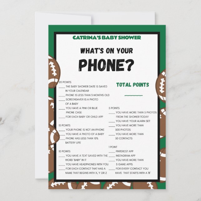 Football Baby Shower Game, Soccer - Editable Name, Invitation (Front)