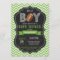 Football Baby Shower Invitation Boy Green Chevron