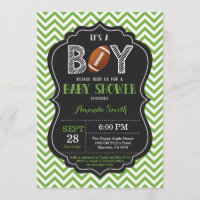 Football Baby Shower Invitation Boy Green Chevron