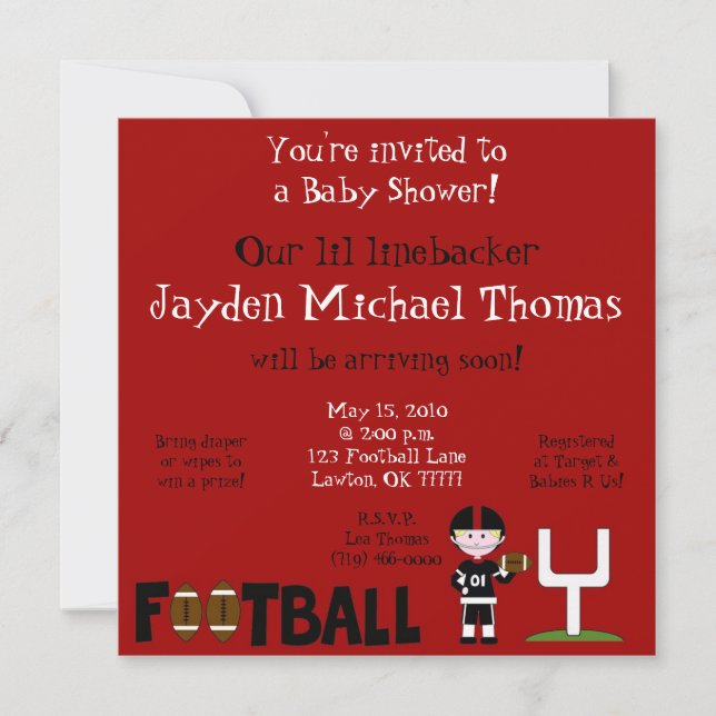 Football Baby Shower!, Our linebacke... Invitation (Front)