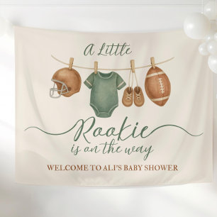 Football Baby Shower Party Backdrop Little Rookie  Tapestry