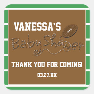 FOOTBALL BABY SHOWER TYPOGRAPHY Cute Sticker Label