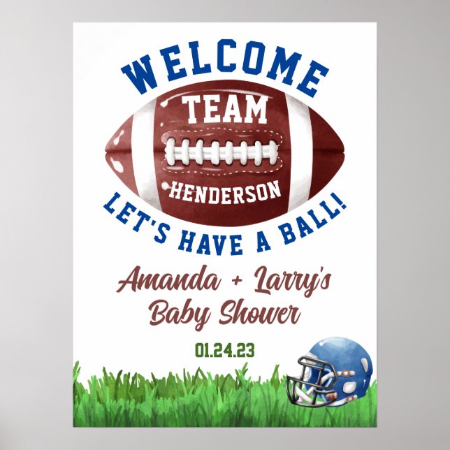 Football Baby Shower Welcome Sign Foam Board (Front)