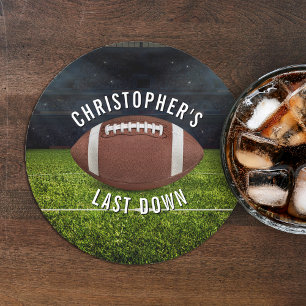Football Bachelor Party Last Down  Round Paper Coaster