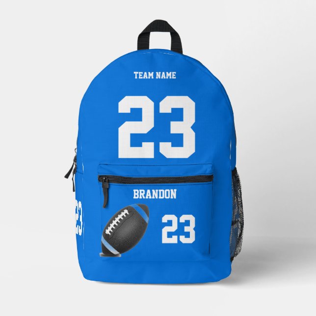 Football ball backpack high Print Cut Sew Bag blue (Front)