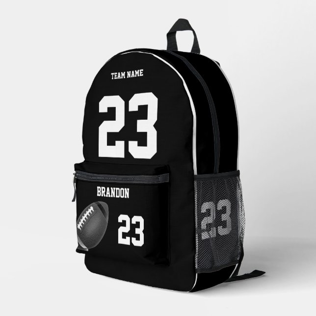 Football ball backpack high school personalized Bw (Back Corner Right)