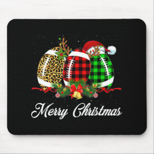Football Ball Christmas Leopard Red Plaid Santa Ha Mouse Pad