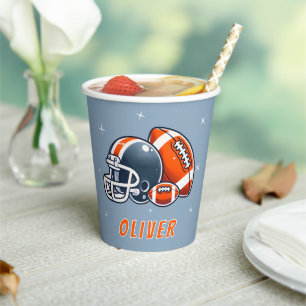 Football Ball Helmet Cartoon Birthday Party Paper Cups