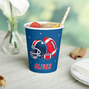 Football Ball Helmet Cartoon Birthday Party Paper Cups