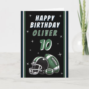 Football Ball Helmet Cartoon Happy Birthday Card